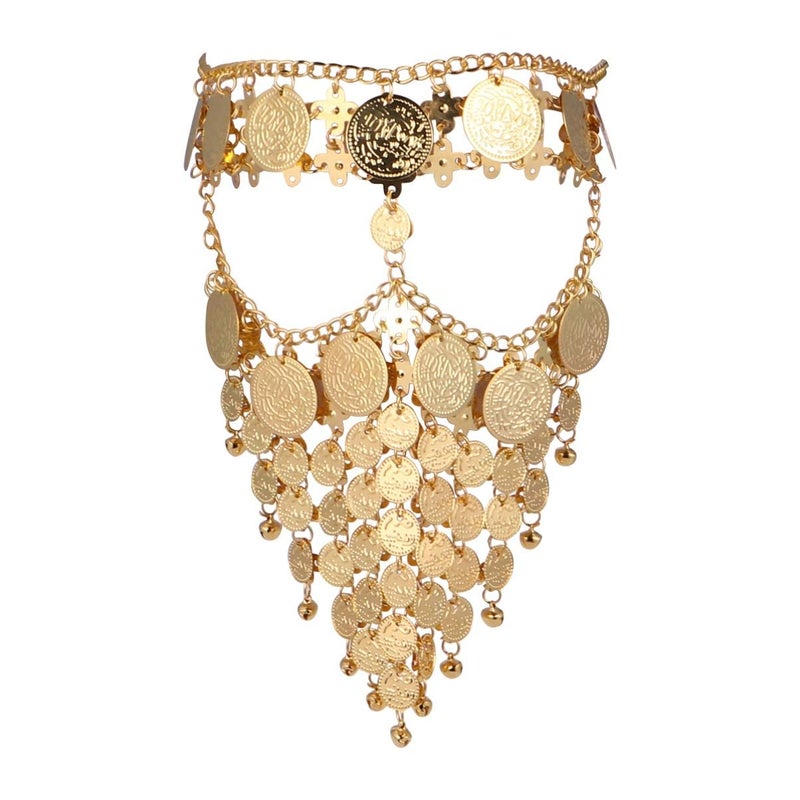 Beaupretty Women Masquerade Masks Face Chain Metal Jewelry Belly Coin Veil Halloween Dance Play Accessories Golden - Image 1